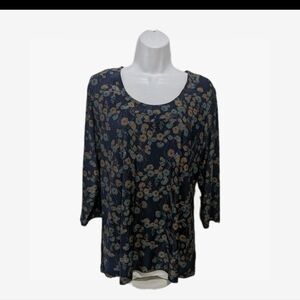 Susan Graver Liquid Knit Tunic Top L Sparkle Floral Mature #32